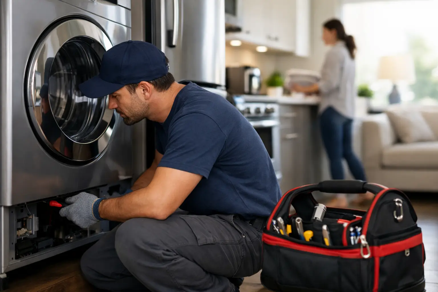 Appliance maintenance for rentals - inspecting a refrigerator in a Marion County rental unit