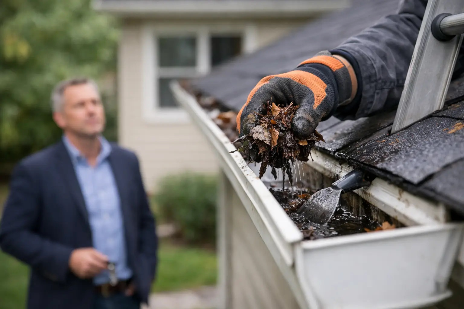 Gutter cleaning for landlords - maintaining rental property exterior drainage and gutters
