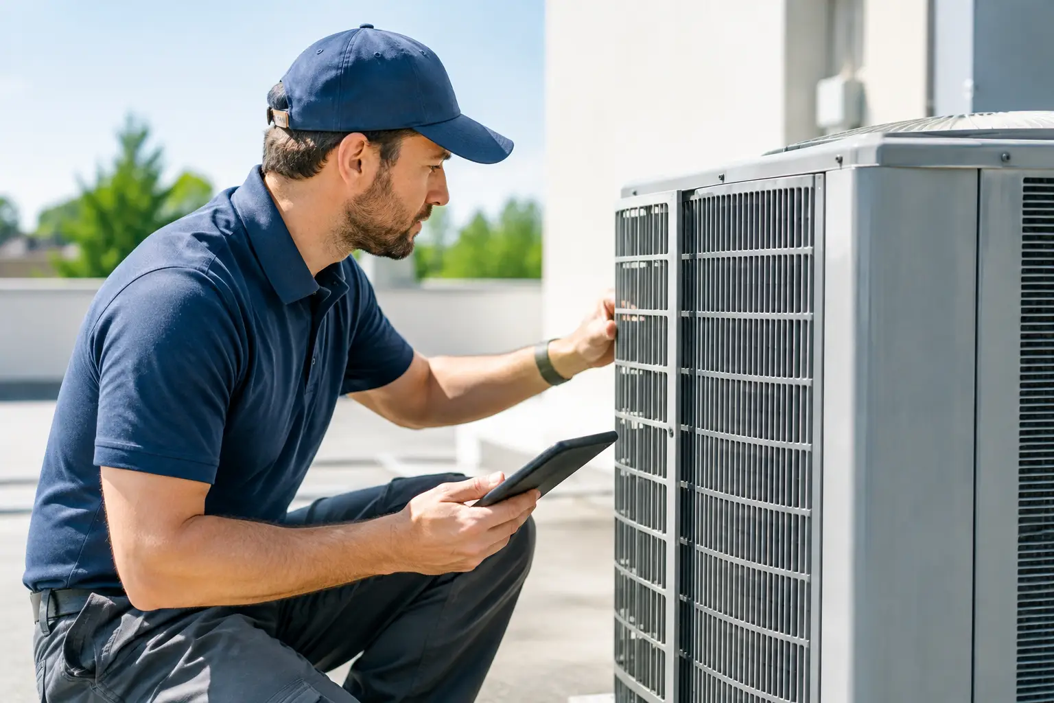 How to inspect rental HVAC systems - checking air conditioning equipment at a rental property
