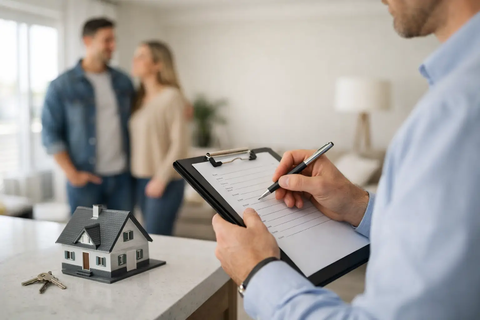 Rental property inspection checklist - landlord documenting unit condition during walkthrough